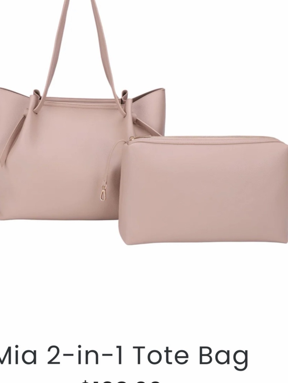 Mia 2-in-1 Tote with Pouch - Blush Pink